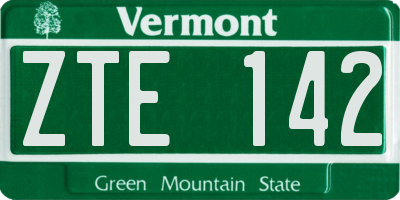 VT license plate ZTE142