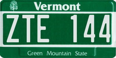 VT license plate ZTE144