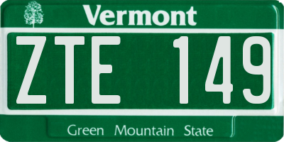 VT license plate ZTE149