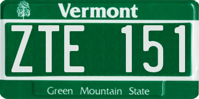 VT license plate ZTE151