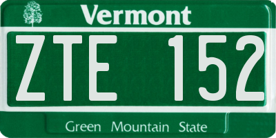 VT license plate ZTE152