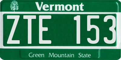 VT license plate ZTE153