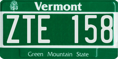 VT license plate ZTE158