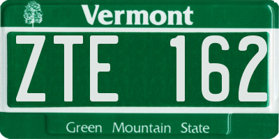 VT license plate ZTE162