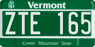 VT license plate ZTE165