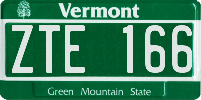 VT license plate ZTE166