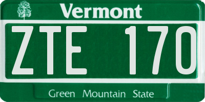 VT license plate ZTE170