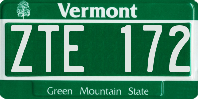 VT license plate ZTE172