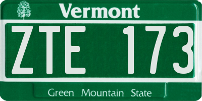 VT license plate ZTE173