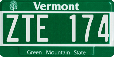 VT license plate ZTE174