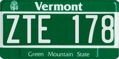 VT license plate ZTE178