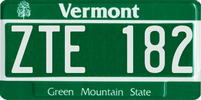 VT license plate ZTE182
