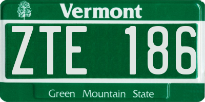 VT license plate ZTE186