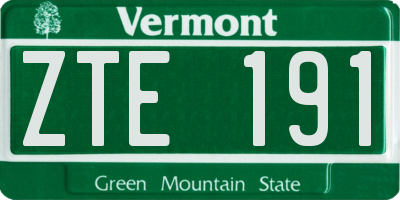 VT license plate ZTE191