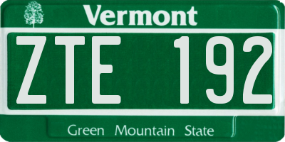 VT license plate ZTE192