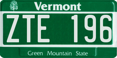 VT license plate ZTE196