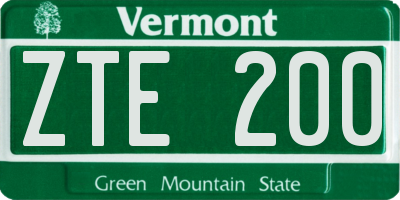VT license plate ZTE200