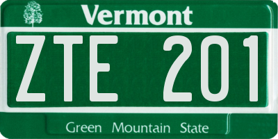VT license plate ZTE201