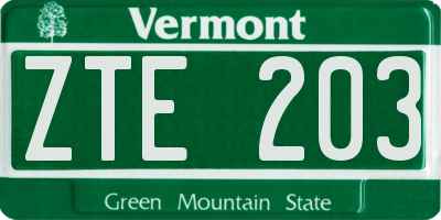 VT license plate ZTE203