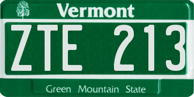 VT license plate ZTE213