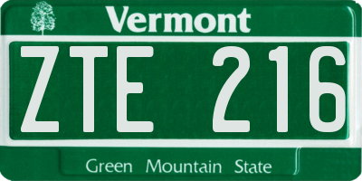 VT license plate ZTE216