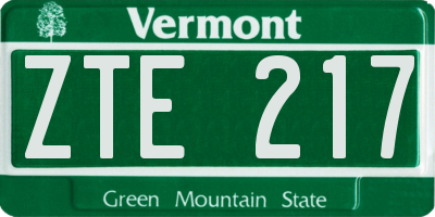 VT license plate ZTE217