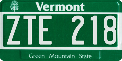 VT license plate ZTE218