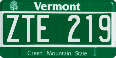VT license plate ZTE219