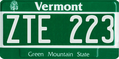 VT license plate ZTE223