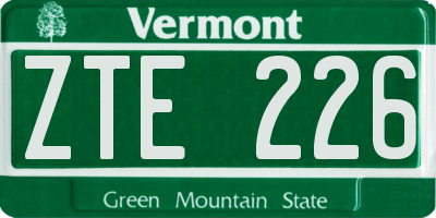 VT license plate ZTE226