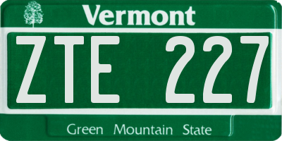 VT license plate ZTE227