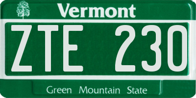 VT license plate ZTE230