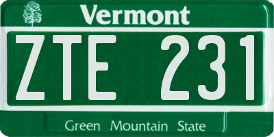 VT license plate ZTE231