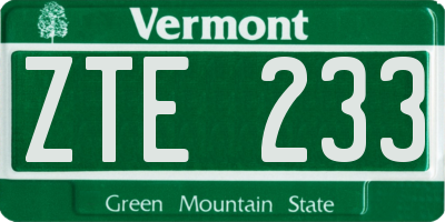 VT license plate ZTE233