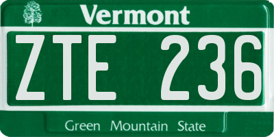 VT license plate ZTE236