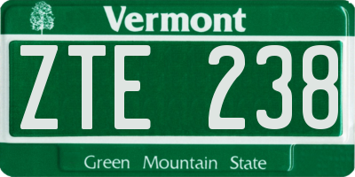 VT license plate ZTE238