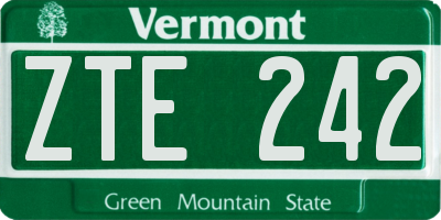 VT license plate ZTE242