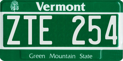 VT license plate ZTE254