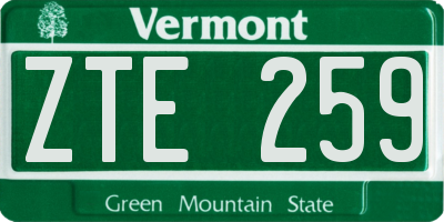 VT license plate ZTE259