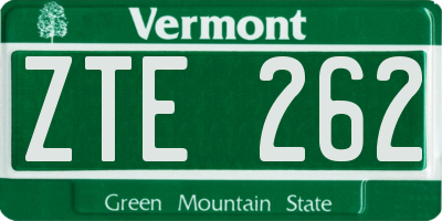 VT license plate ZTE262