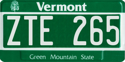 VT license plate ZTE265
