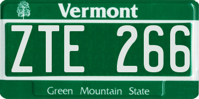 VT license plate ZTE266
