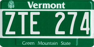 VT license plate ZTE274