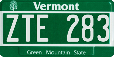 VT license plate ZTE283