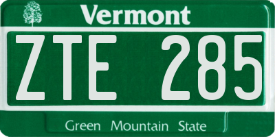 VT license plate ZTE285