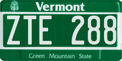 VT license plate ZTE288