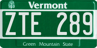 VT license plate ZTE289