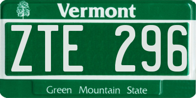 VT license plate ZTE296