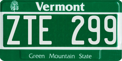 VT license plate ZTE299