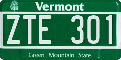 VT license plate ZTE301
